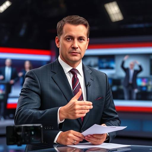 Un presentador de noticias profesional entregando las ültimas noticias